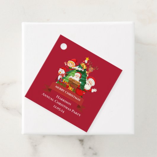 Rood & Wit Eenvoudig Vrolijk Kerstfeest Bedankjes Labels (In situ)