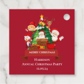 Rood & Wit Eenvoudig Vrolijk Kerstfeest Bedankjes Labels (Achterkant)