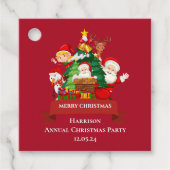 Rood & Wit Eenvoudig Vrolijk Kerstfeest Bedankjes Labels (Voorkant)