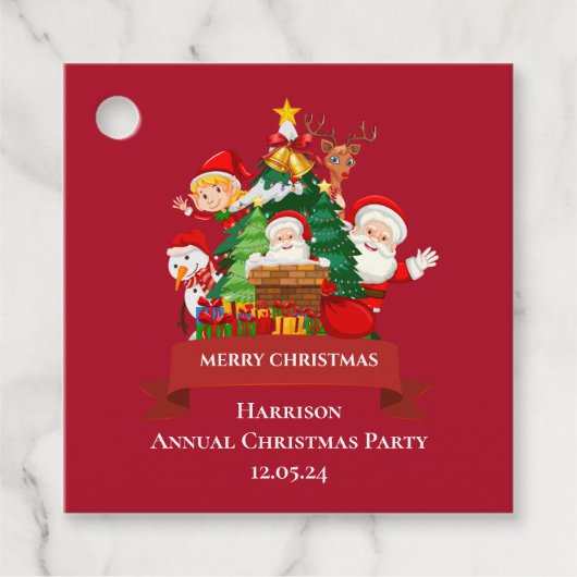 Rood & Wit Eenvoudig Vrolijk Kerstfeest Bedankjes Labels (Voorkant)