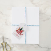 Rood & Wit Eenvoudig Vrolijk Kerstfeest Cadeaulabel (Met Touw)