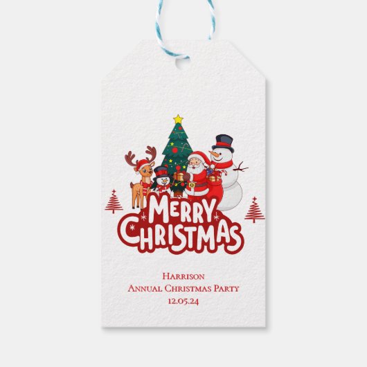 Rood & Wit Eenvoudig Vrolijk Kerstfeest Cadeaulabel (Achterkant)