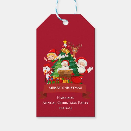 Rood & Wit Eenvoudig Vrolijk Kerstfeest Cadeaulabel (Voorkant)