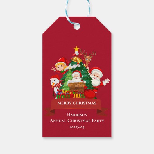 Rood & Wit Eenvoudig Vrolijk Kerstfeest Cadeaulabel (Achterkant)