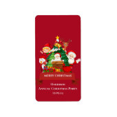 Rood & Wit Eenvoudig Vrolijk Kerstfeest Etiket (Voorkant)
