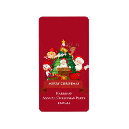 Rood & Wit Eenvoudig Vrolijk Kerstfeest Etiket