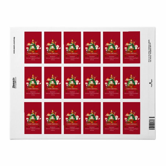 Rood & Wit Eenvoudig Vrolijk Kerstfeest Etiket (Full Sheet)
