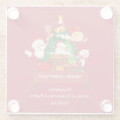 Rood & Wit Eenvoudig Vrolijk Kerstfeest Glazen Onderzetter (Achterkant)