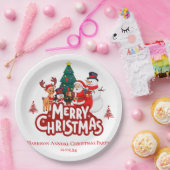 Rood & Wit Eenvoudig Vrolijk Kerstfeest Papieren Bordje (Feest)