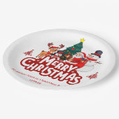 Rood & Wit Eenvoudig Vrolijk Kerstfeest Papieren Bordje (Gekanteld)