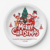Rood & Wit Eenvoudig Vrolijk Kerstfeest Papieren Bordje (Voorkant)