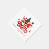 Rood & Wit Eenvoudig Vrolijk Kerstfeest Servet (Hoek)