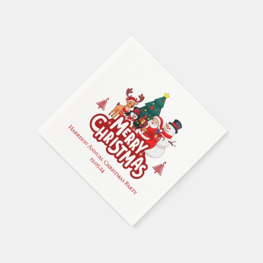 Rood & Wit Eenvoudig Vrolijk Kerstfeest Servet (Hoek)