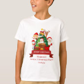 Rood & Wit Eenvoudig Vrolijk Kerstfeest T-shirt (Voorkant)