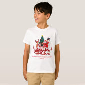 Rood & Wit Eenvoudig Vrolijk Kerstfeest T-shirt (Voorkant volledig)