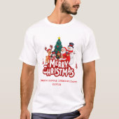 Rood & Wit Eenvoudig Vrolijk Kerstfeest T-shirt (Voorkant)
