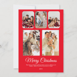 Rood Wit Eenvoudig Vrolijk Kerstmis Fotocollage Kaart