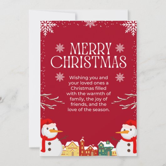 Rood & Wit Eenvoudig Vrolijk Kerstmisontwerp Feestdagenkaart (Voorkant)