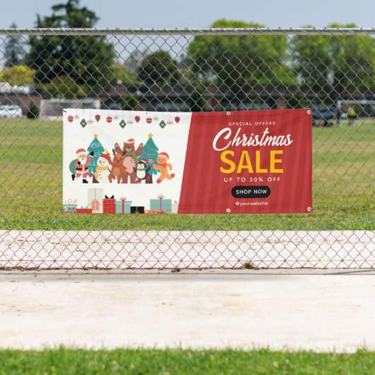 Rood Wit Eenvoudige Kerstverkoop Buitenbanner Spandoek (Insitu)