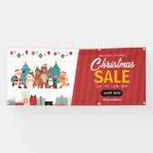 Rood Wit Eenvoudige Kerstverkoop Buitenbanner Spandoek (Horizontaal)