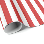 Rood/Wit Eenvoudige Strepen Patroon Geometrisch Cadeaupapier (Rol Hoek)