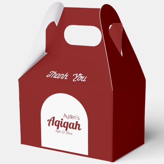 Rood Wit Effen Kleur Vlak, Aqiqah Baby shower Bedankdoosjes (Voorkant)