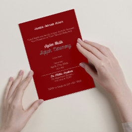 Rood Wit Effen Kleur Vlak, Aqiqah Baby shower Kaart