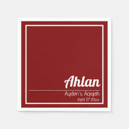 Rood Wit Effen Kleur Vlak, Aqiqah Baby shower Servet