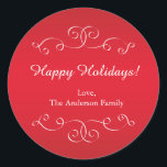 Rood Wit Elegant Christmas Holiday Sticker Label<br><div class="desc">Rood Wit Elegant Christmas Holiday Sticker Label. Aanpassen met elke tekst.</div>
