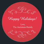 Rood Wit Elegant Christmas Holiday Sticker Label<br><div class="desc">Rood Wit Elegant Christmas Holiday Sticker Label. Aanpassen met elke tekst.</div>