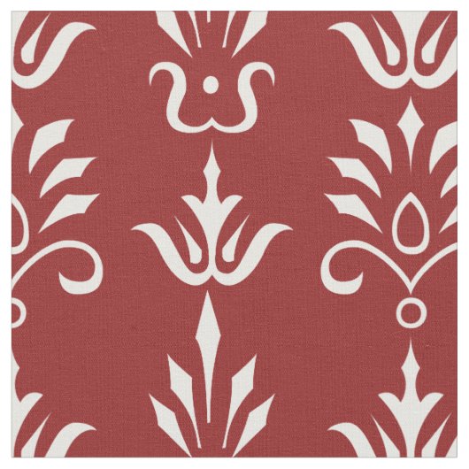 Rood wit elegant damast patroon stof (Close Up)