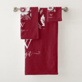 rood & wit elegant Modern Floral Bad Handdoek (Insitu)