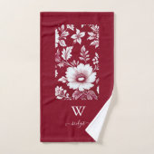 rood & wit elegant Modern Floral Bad Handdoek (Handdoek)