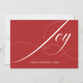 Rood Wit Elegant Modern Joy Corporate Logo Feestdagenkaart (Voorkant)