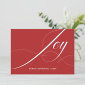 Rood Wit Elegant Modern Joy Corporate Logo Feestdagenkaart (Staand voorkant)