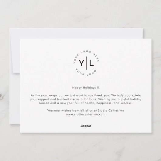 Rood Wit Elegant Modern Joy Corporate Logo Feestdagenkaart (Achterkant)