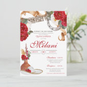 Rood wit Elegant Roos Charro Mariachi Quinceanera Kaart (Staand voorkant)