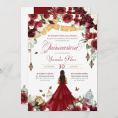 Rood wit elegant vlindervlinder Quinceanera V3 Kaart (Voorkant / Achterkant)