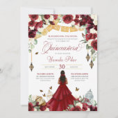 Rood wit elegant vlindervlinder Quinceanera V4 Kaart (Voorkant)