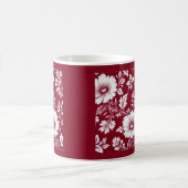 rood & wit elegante  Bloemen Koffiemok (Center)