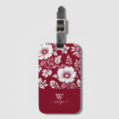 rood & wit elegante  bloemstijl bagagelabel (Voorkant (verticaal))