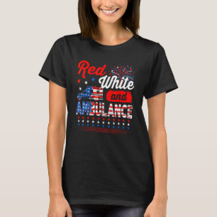 Rood Wit en Ambulance 4 juli Amerikaanse vlag T-shirt