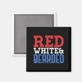 Rood Wit En Baardig Grappig 4 Juli Trots Patr Magneet (Voorkant / Achterkant)