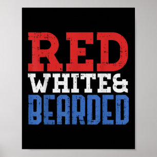 Rood Wit En Baardig Grappig 4 Juli Trots Patr Poster
