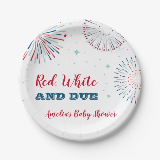 Rood, wit en Baby shower Bord (Voorkant)
