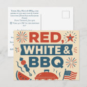 rood, wit en barbecue uitnodiging briefkaart (Voorkant / Achterkant)