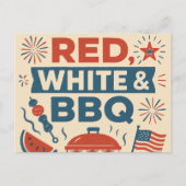 rood, wit en barbecue uitnodiging briefkaart (Voorkant)