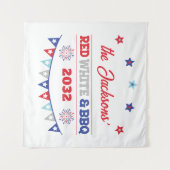 Rood wit en BBQ 4 juli familienaam vuurwerk Wandkleed (Voorkant (horizontaal))