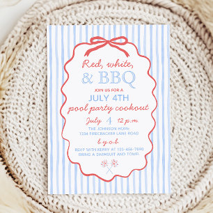 Rood wit en BBQ 4 juli feest Kaart