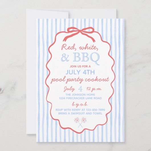 Rood wit en BBQ 4 juli feest Kaart (Voorkant)